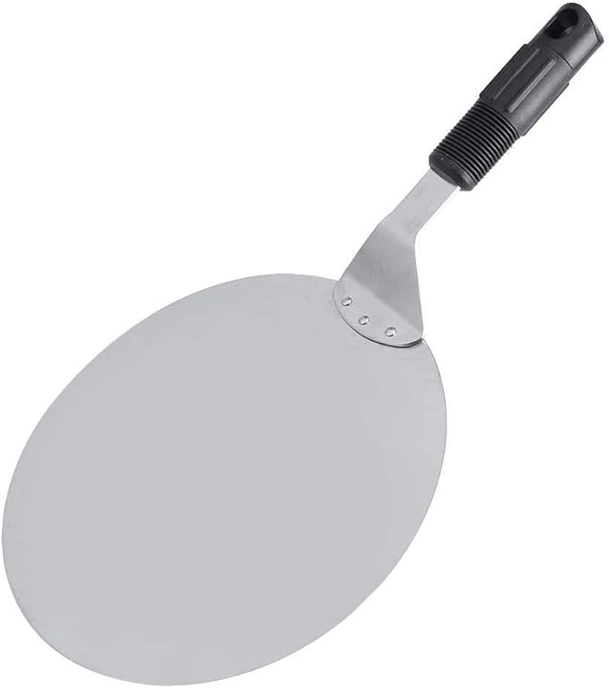 10-Inch Stainless Steel Round Pizza Peel with Non-Slip Handle – Ideal for Oven, Stone, Grill, and Baking Use