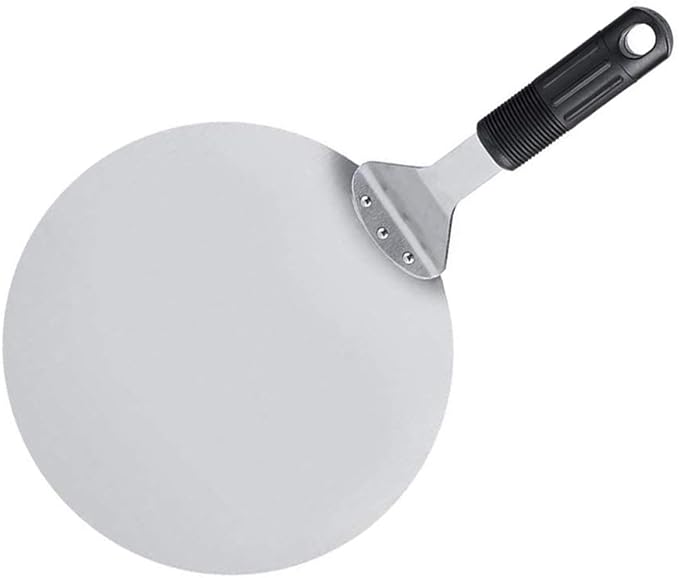 10-Inch Stainless Steel Round Pizza Peel with Non-Slip Handle – Ideal for Oven, Stone, Grill, and Baking Use