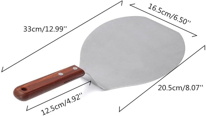 Stainless Steel Pizza Spatula Peel Shovel Cake Lifter Wood Handle Plate Holder Baking Tool Baking Homemade Pizza