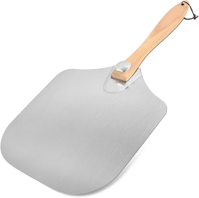 Aluminum Metal Pizza Peel with Foldable Wooden Handle,12x14 Inch Aluminum Pizza Peel,Pizza Paddle Foldable Pizza Spatula Paddle for Oven,Baking Homemade Bread