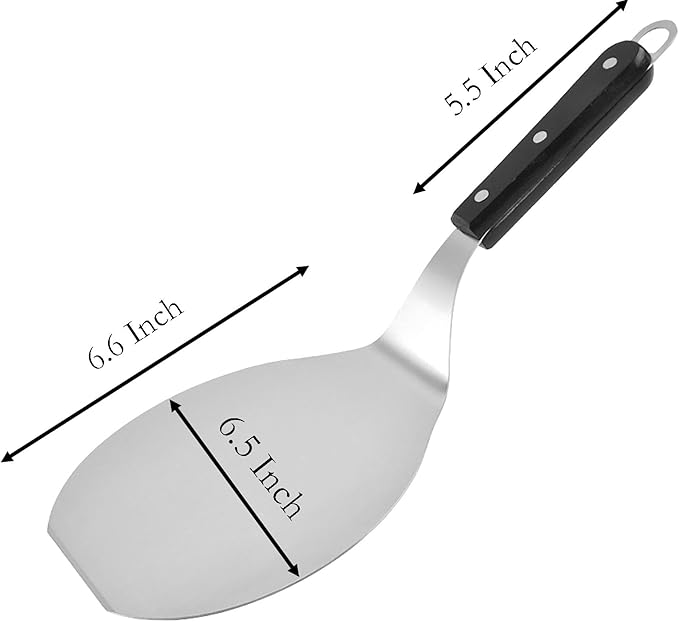 Small Stainless Steel Pizza Peel – 6.6" Transfer Spatula with Wooden Handle for Oven, Stone, and Grill Use