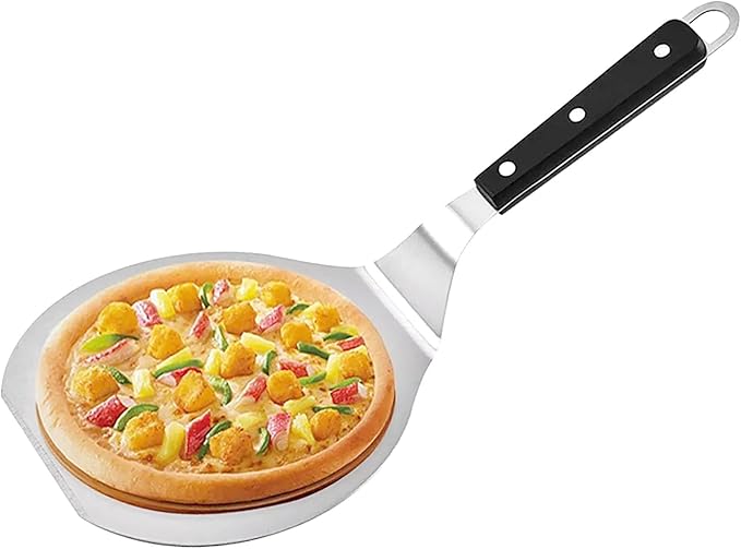 Small Stainless Steel Pizza Peel – 6.6" Transfer Spatula with Wooden Handle for Oven, Stone, and Grill Use