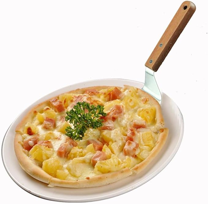 Stainless Steel Pizza Spatula Peel Shovel Cake Lifter Wood Handle Plate Holder Baking Tool Baking Homemade Pizza