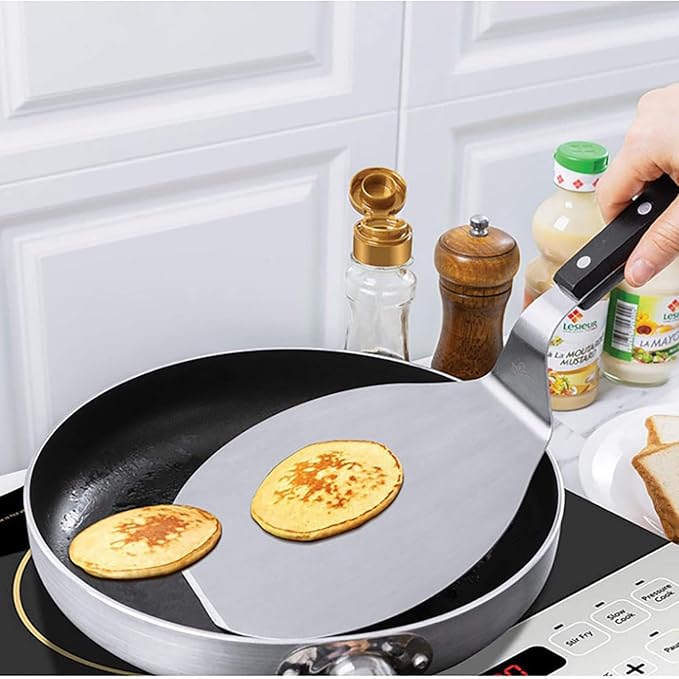 Small Stainless Steel Pizza Peel – 6.6" Transfer Spatula with Wooden Handle for Oven, Stone, and Grill Use