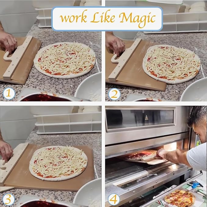 Sliding Pizza Peel 12 inch Pizza Slider Non-Stick with Handle Detachable Pizza Shovel Pizza Transfer Tool for Oven Slide Pizza Paddle Pizza Sliding Peel Pizza Spatula Pizza Smart Slider 1pack